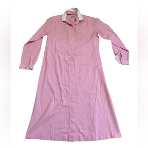 Vintage 70s Arrow Pour Elle Montreal Pink Shirtdress with Striped Accents M